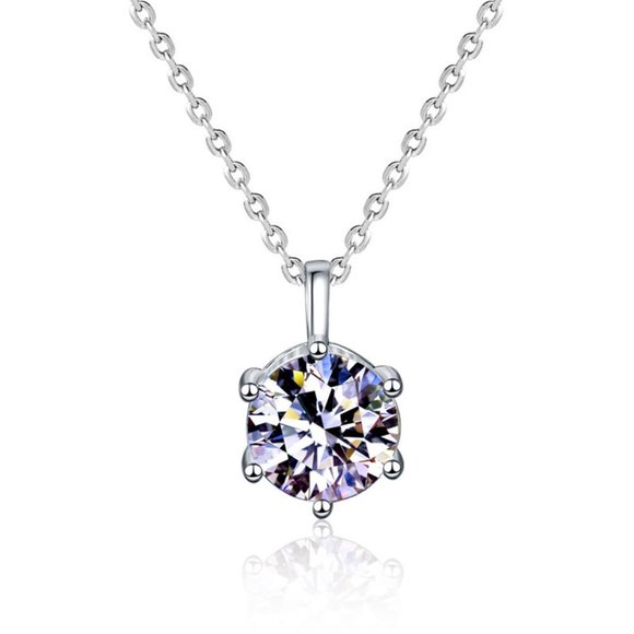 Certified 2ct. t.w. Moissanite Diamond Solitaire Necklace NEW - Picture 5 of 9